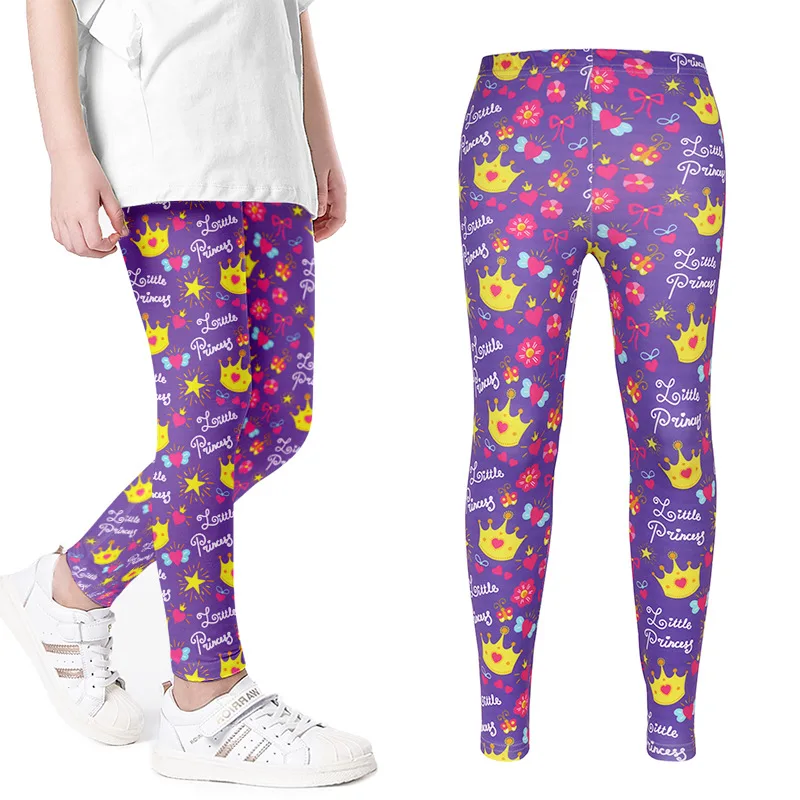 Girls Leggings for Kids Rainbow Print Casual Floral Pencil Pants Cute Toddler Skinny Trousers Teenage Child 3 To 9 Years
