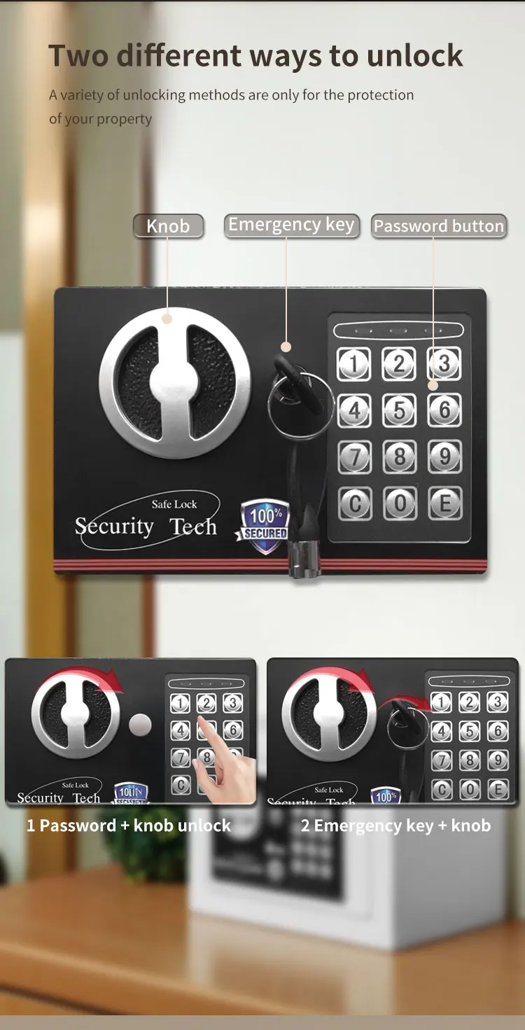 Hotel Car Garage Deposit Box Digital Keypad Mini Safes Home Electronic Digital Lock CEQ Safe with Emergency Override Key 1.0 Mm factory