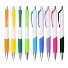 Promotional Promotional Customized Logo Printed Solid White Plastic Ballpoint Pen With Colored Clip And Grip
