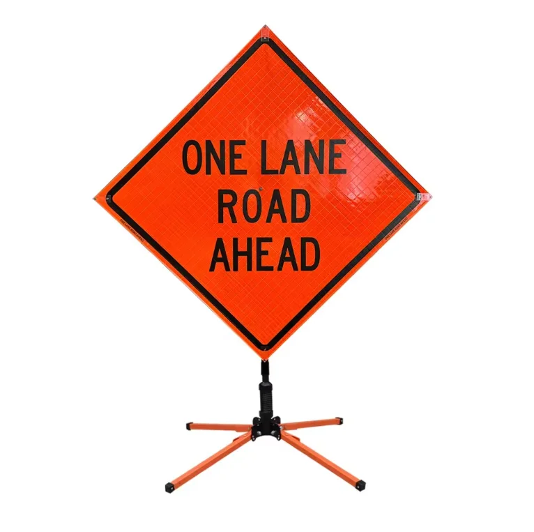 Traffic Sign Orange Reflective Vinyl Roll Up Heavy Duty Frame