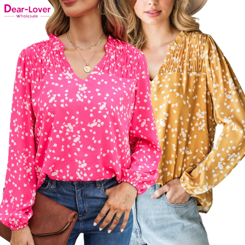 Dear-Lover Hot Trendy Hot Pink Blouse Women Tops Fall Print Shirt Summer Blouses For Women 2023