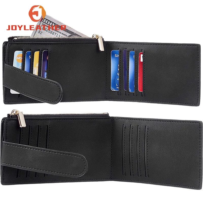 Hot Sale RFID Blocking Custom PU Leather Sim Bifold Zipper Credit Card Holders Wallet For Women