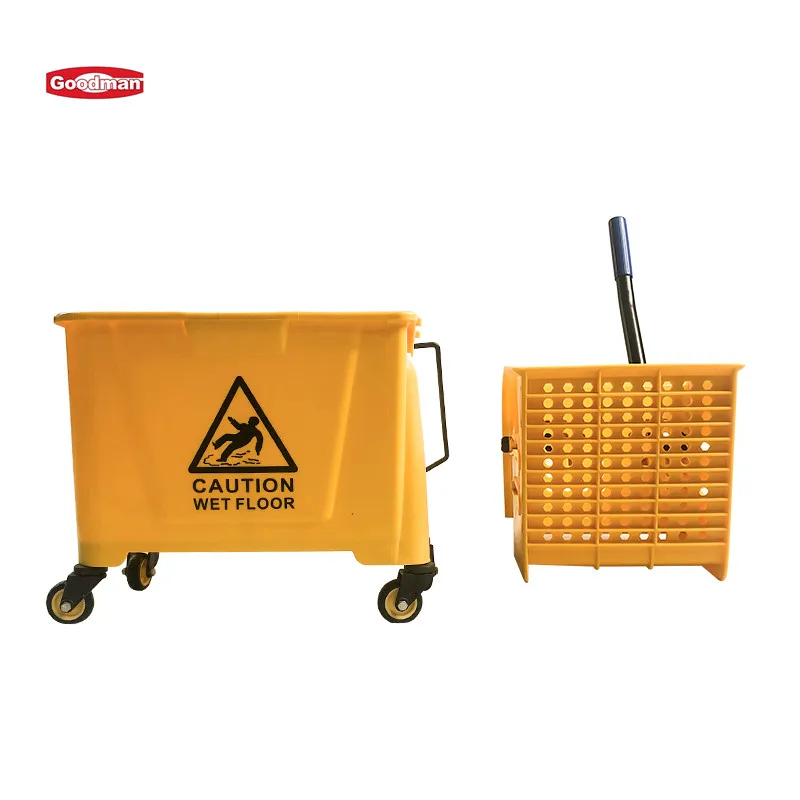 20L plastic mop bucket trolley with wringer water-squeeze drainable trolley mop wringer bucket