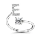 Letter Ring Q826 Women's Adjustable Rhinestone A-Z Letter Initial Name Stackable Ring Letter Ring