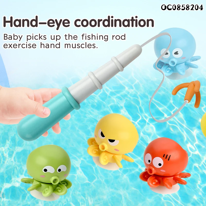Hand eye coordination training educational octopus fishing baby bath toys set