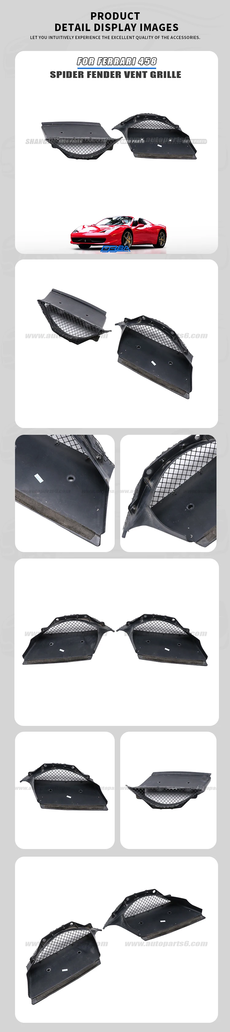 Good Quality Used Plastic Material Left Right Fender Vent Grille For Ferrari 458 488 Spider 82954000 82954300 supplier