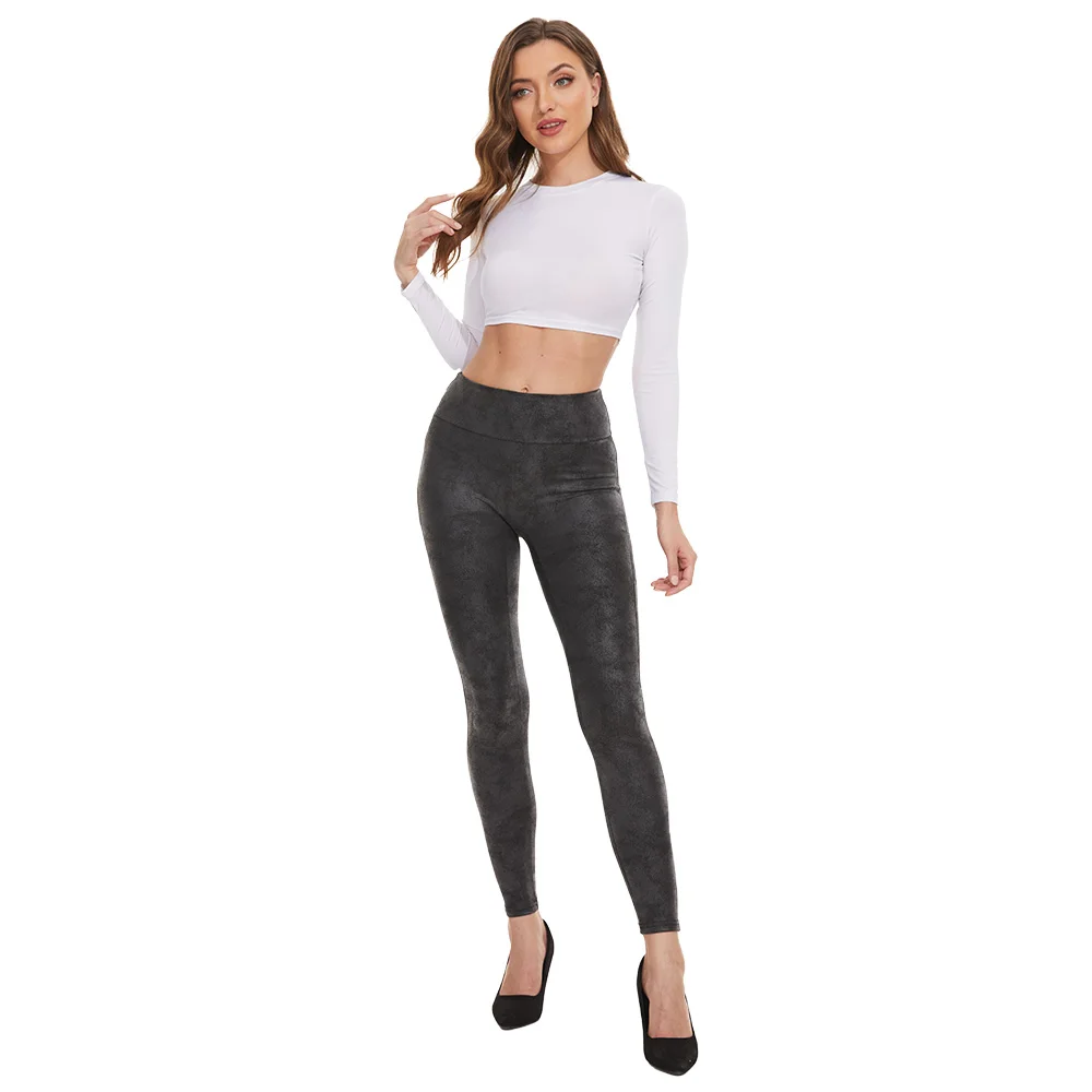 Women Faux PU Leather Leggings for Women High Waist Stretch Tummy Control Leather Sexy Pants
