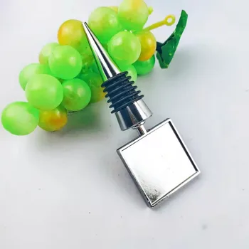 Double Sides Sticker Metal Square Top Wine Stopper Bottle