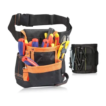 Custom Tool Belt Men's Bag with Magnetic Strap Robust Nylon Tool Bag Belt for Tools Magnetic Bracelet with 5 Powerful Magnets