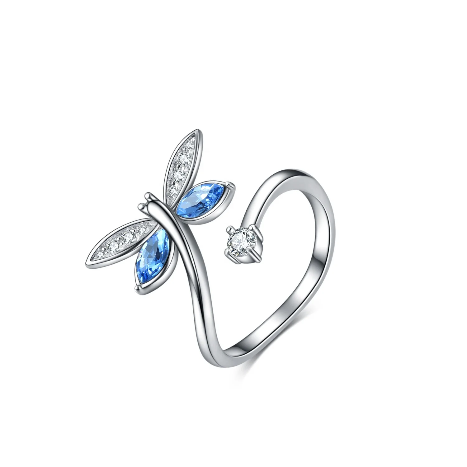 Fashion Women 925 Silver Ring Butterfly Dragonfly Jewelry Party Girls Gift 