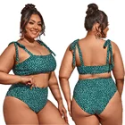 Bikini 2021 High Qaulity Sexy Women Swimwear Plus Size U-neck Retro Polka Dot Double Shoulder Strap Bikini