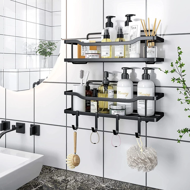 Self Adhesive Bathroom Storage Corner Rack Shelf Self Adhesive Shower Caddy Organizer Shelves