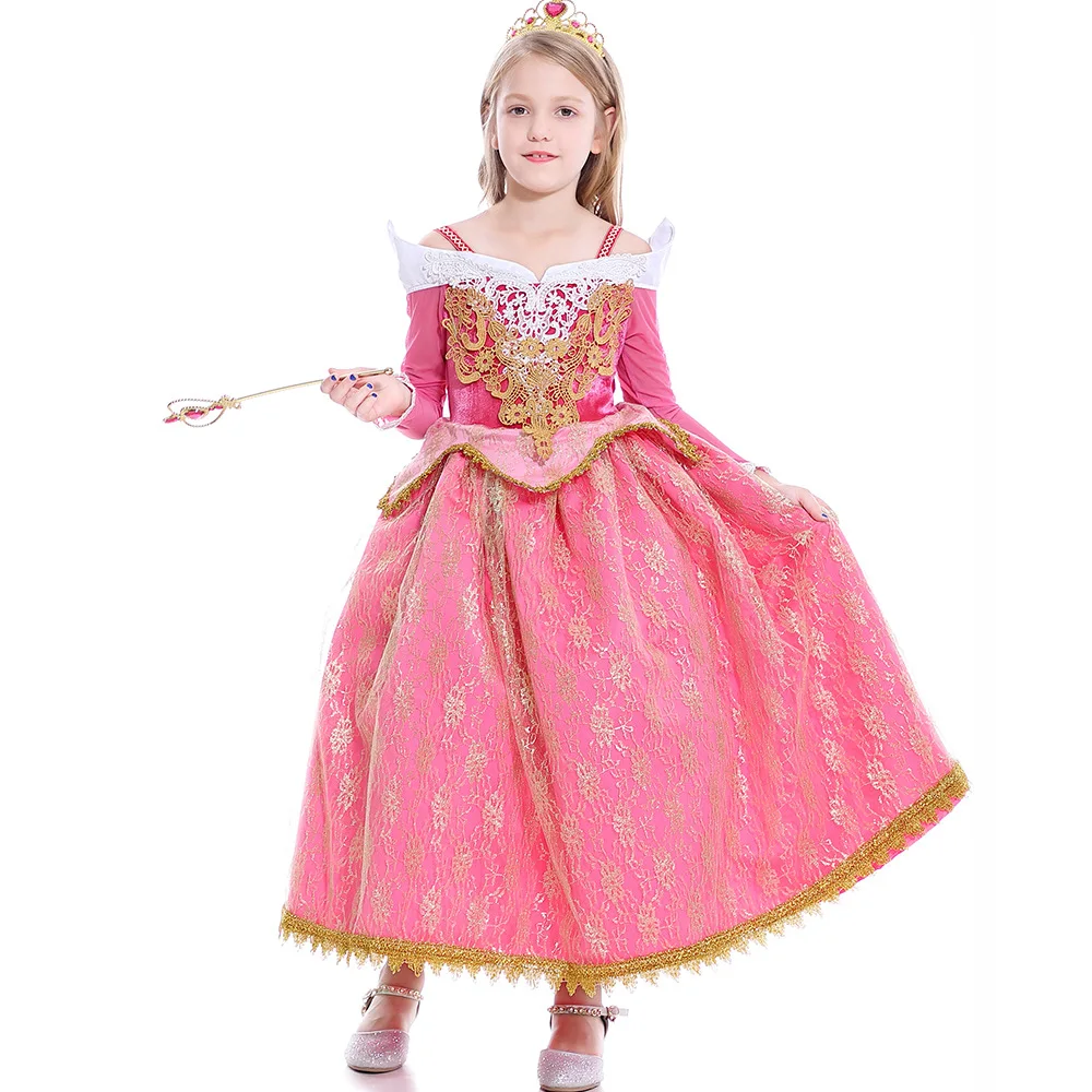 Sleeping Beauty Princess Aurora Costume Fancy Party Dresses Kids Size 4-10 FC057