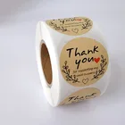 Adhesive Stickers Custom Round Kraft Paper Etiqueta Roll Adhesive Thank You Stickers 500 Labels