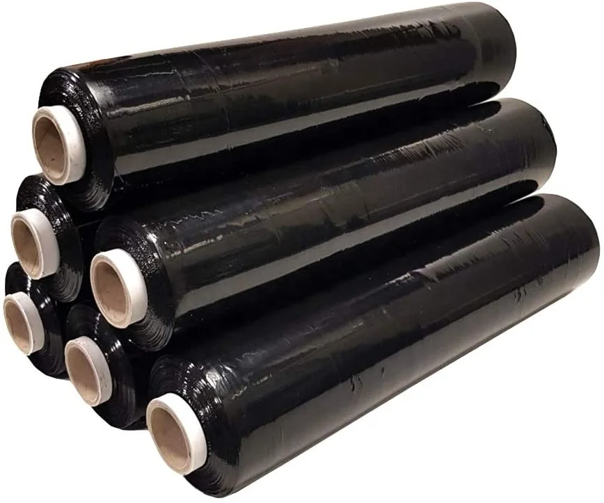 2 Rolls Black Pallet Stretch Shrink Parcel Packaging Wrap Roll Cling Film 