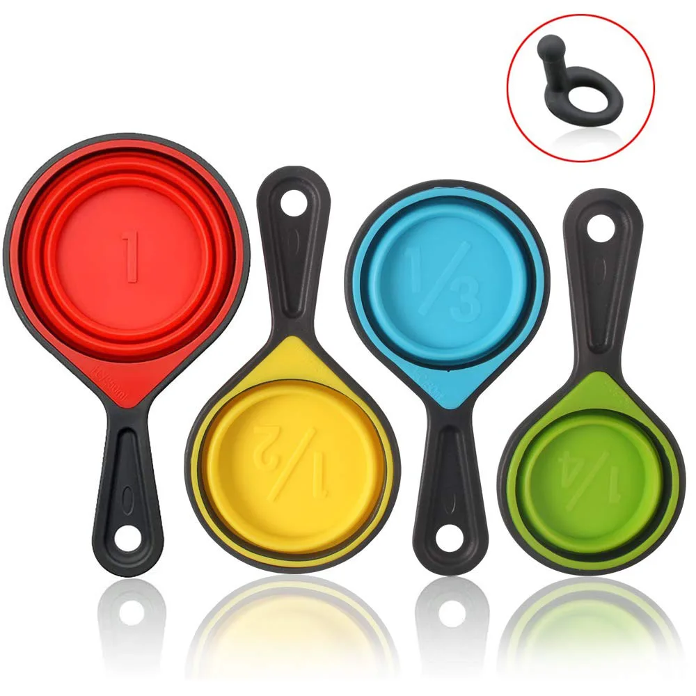 8-Piece Foldable Silicone Measuring Spoon and Cup Set Colorful Kitchen Baking Tools for Baking details