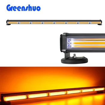 COB Roof Top LED Strobe Light Bar Double Row Amber Hazard Warning Light With Magnetic Car Light Accessories