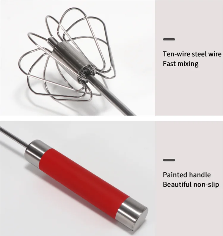 Factory Wholesale Stainless Steel Egg Whisk, Stainless Steel Mini Wire Manual Whisk Rotary Egg Beater Hand