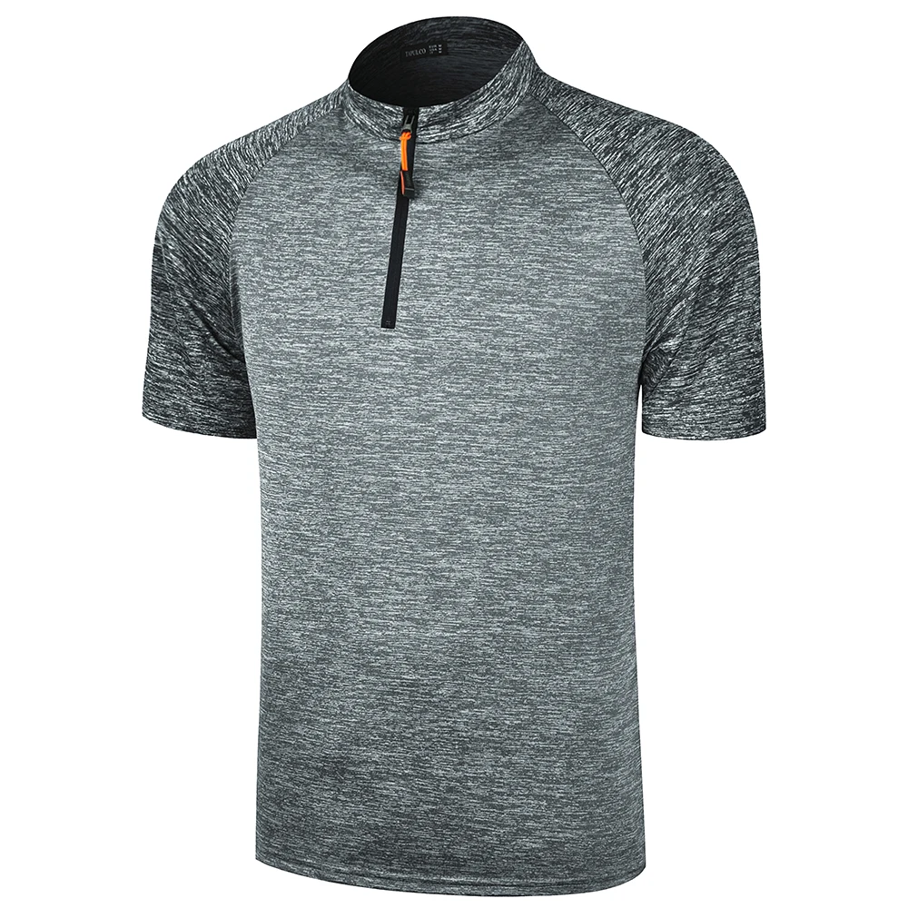Hot sale men's quick dry 1/4 quarter zip athletic pullover golf shirts 1/4 zipper color block blade henley collar t-shirts