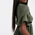 Women Khaki Dresses Casual Women Casual Dress Loose Fit Smock T-shirt Dress In Khaki Mini Short Sleeves Dress