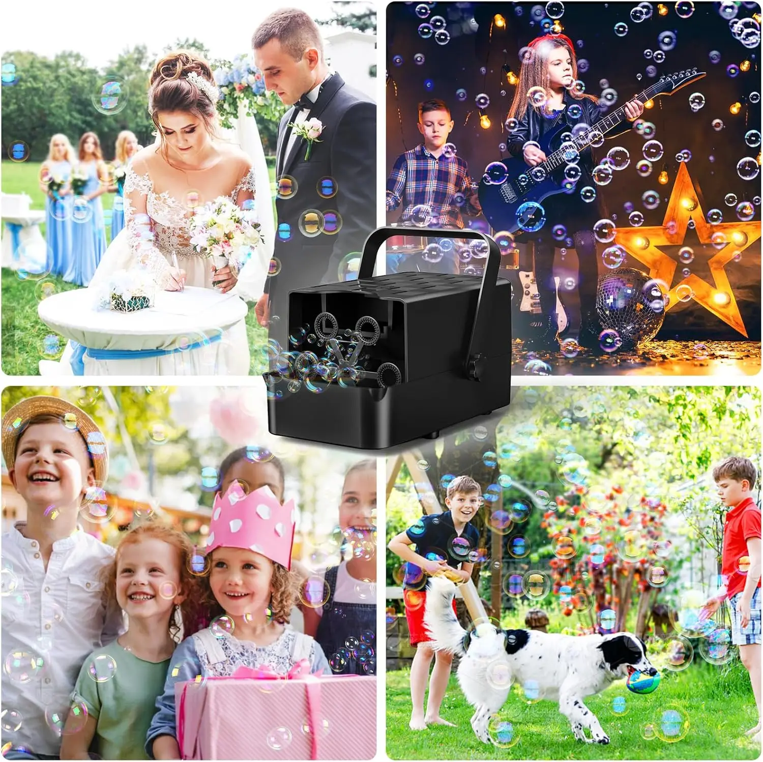 Automatic Bubble Machine, 3 In 1 Bubble Blower for Kids Toddlers, Portable Outdoor Bubble Maker Toys for Summer Party Wedding