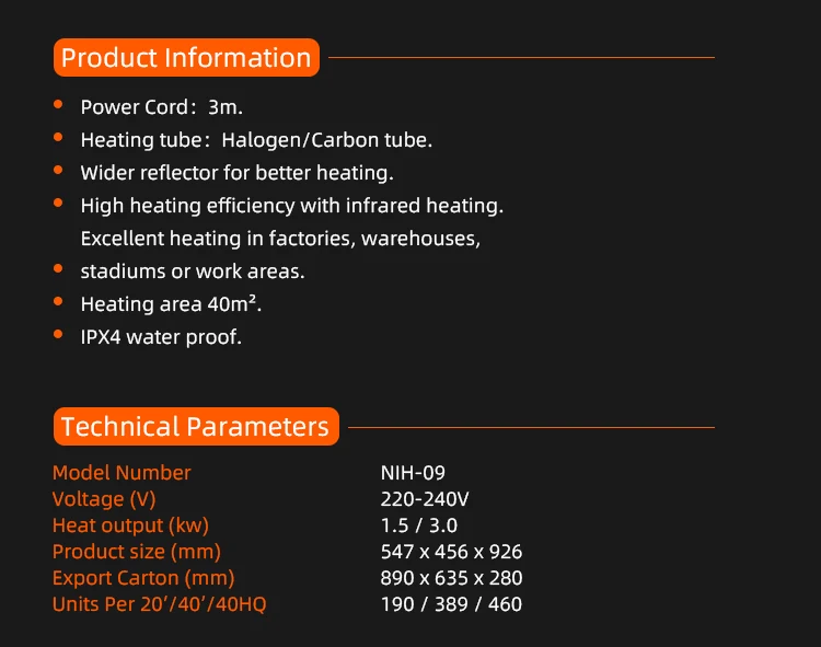Industrial Portable Heater, 3Kw, NIH09 - detail 6