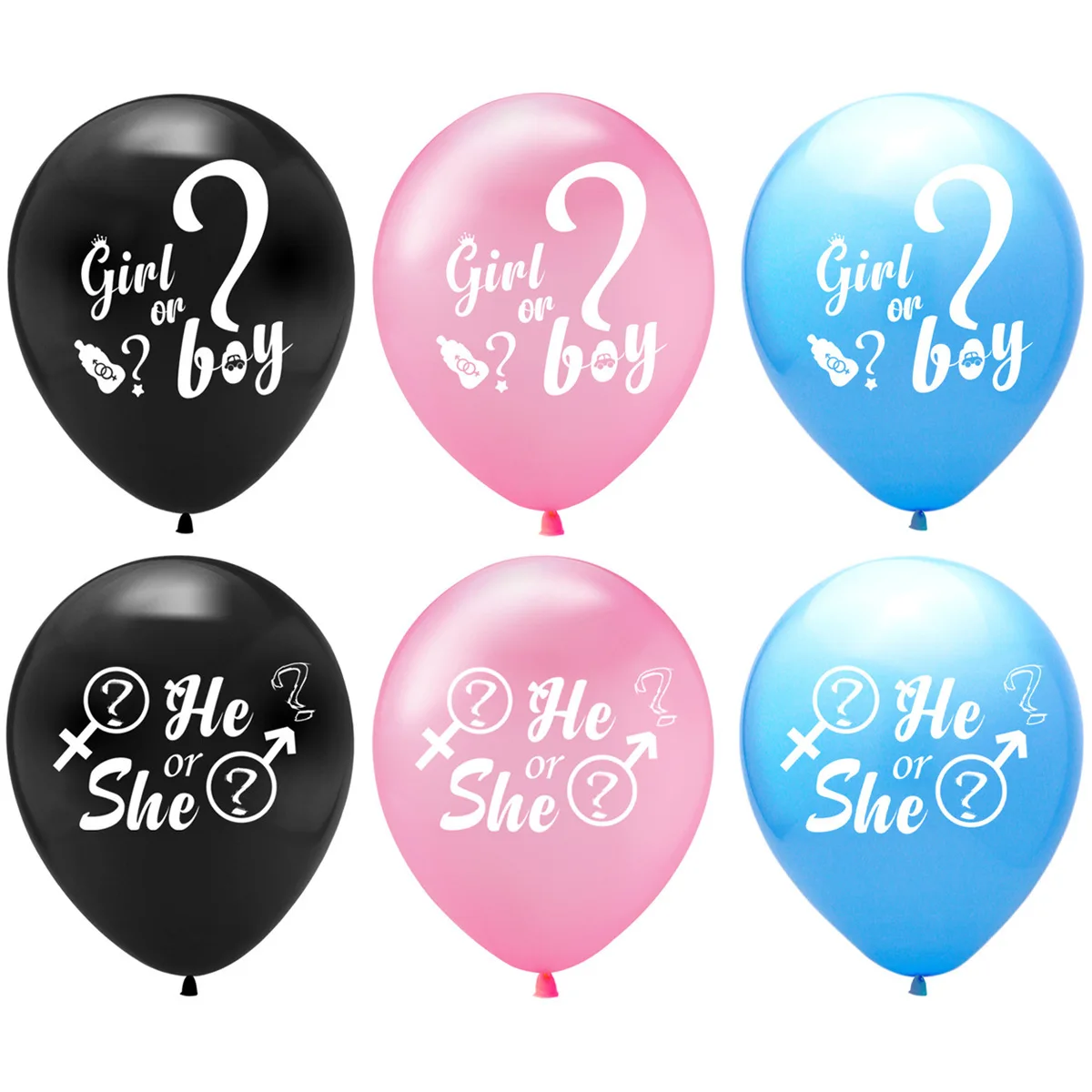 36 inch black Gender Reveal confetti balloon boy or girl Question Mark Balloon baby shower party decorations set