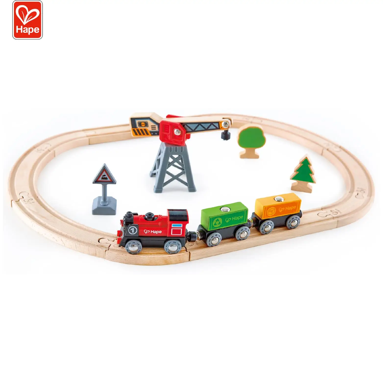 large wooden train track set