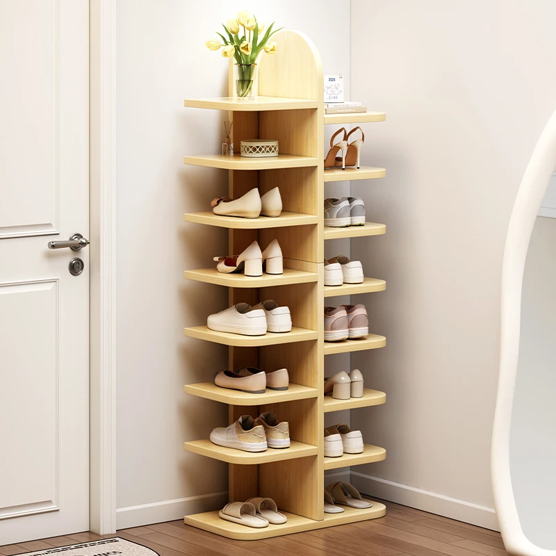 Modern White Yellow Vertical Multi-layer High Narrow Shoe Rack Storage for Small Entrance Space