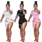 Clothing Summer Dress Women Clothing Fashion Letter Digital Printing Irregular Dress Wholesale
