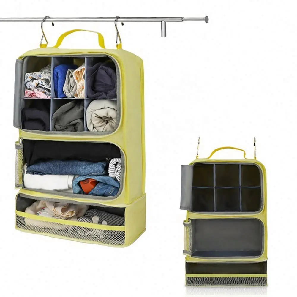 Multifunctional Canvas Underwear Tidy Clean Tools Hanging Bags with Mesh bags and doors