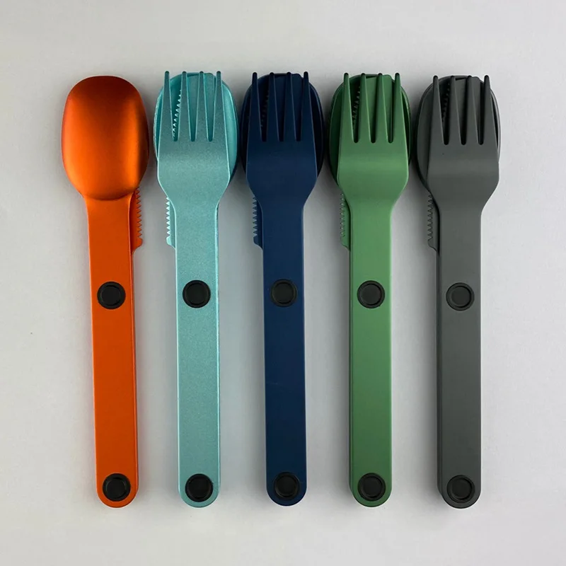 Aluminium Portable Magnetic Blue Orange Red Black Green Tableware Knife Fork Spoon Fork Set Aluminium Flatware