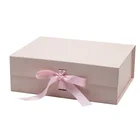 Giftbox Luxury A4 Deep Size Pink Design Logo Printing Magnet Giftbox Wholesale With Ribbon