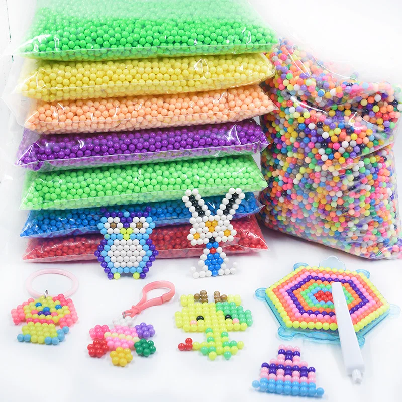 Hot Sale 3D Children's Educational Toys Diy Puzzle Colorful Water Mist Magic Beans Water Sticky Bead Set
