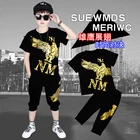 Boys' T-shirt Children's Suit 4-12 Casual Boys' Suit Printed T-shirt Capris Sports Boys' Suit