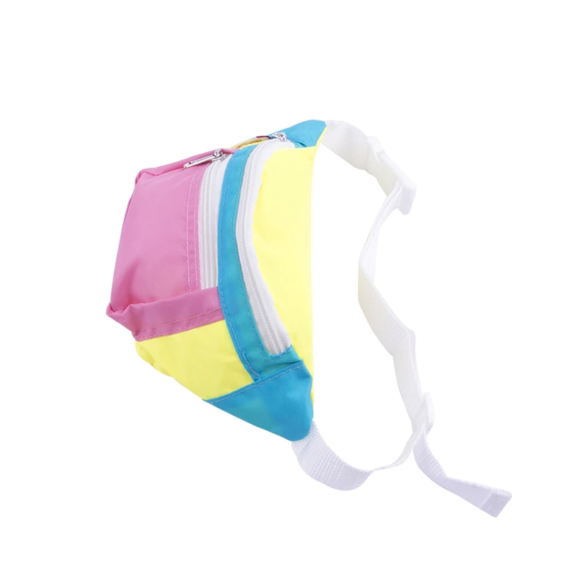 420D Nylon material mutil color fanny pack, 3 zipper waist bag with custom label or logo printing