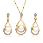 Earrings Fashion Pearl Jewelry Set Temperament Water Drop Necklace Earrings Two-piece Set Jewelry Wholesale