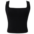 Tank Top High Quality Sleeveless Strappy Ribbed Knit Basic Plain Crop Tank Top With Zipper At Back