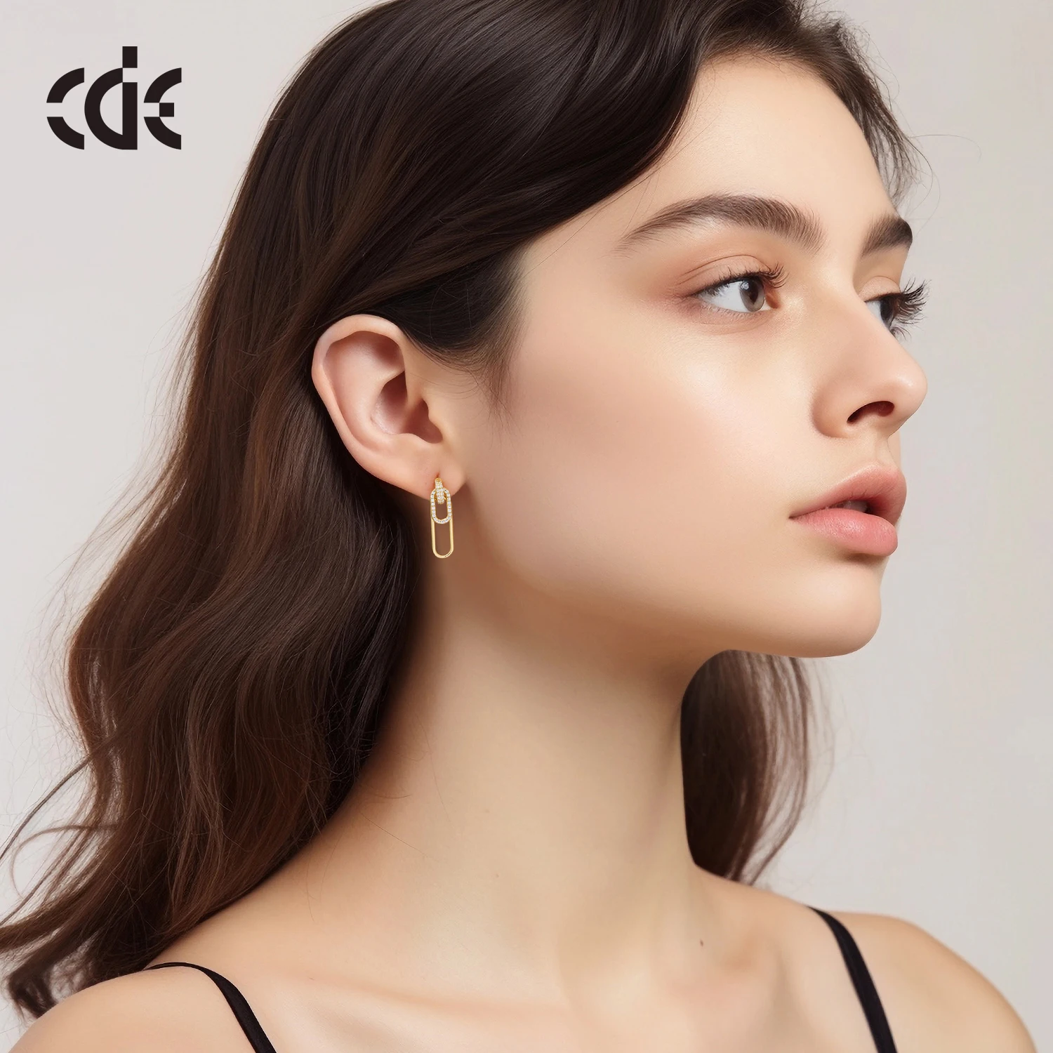 CDE YE1886 Luxury Jewelry 925 Sterling Silver 18K Gold Plated Chain Pendant Earrings 5A Cubic Zirconia Women Dangle Earrings