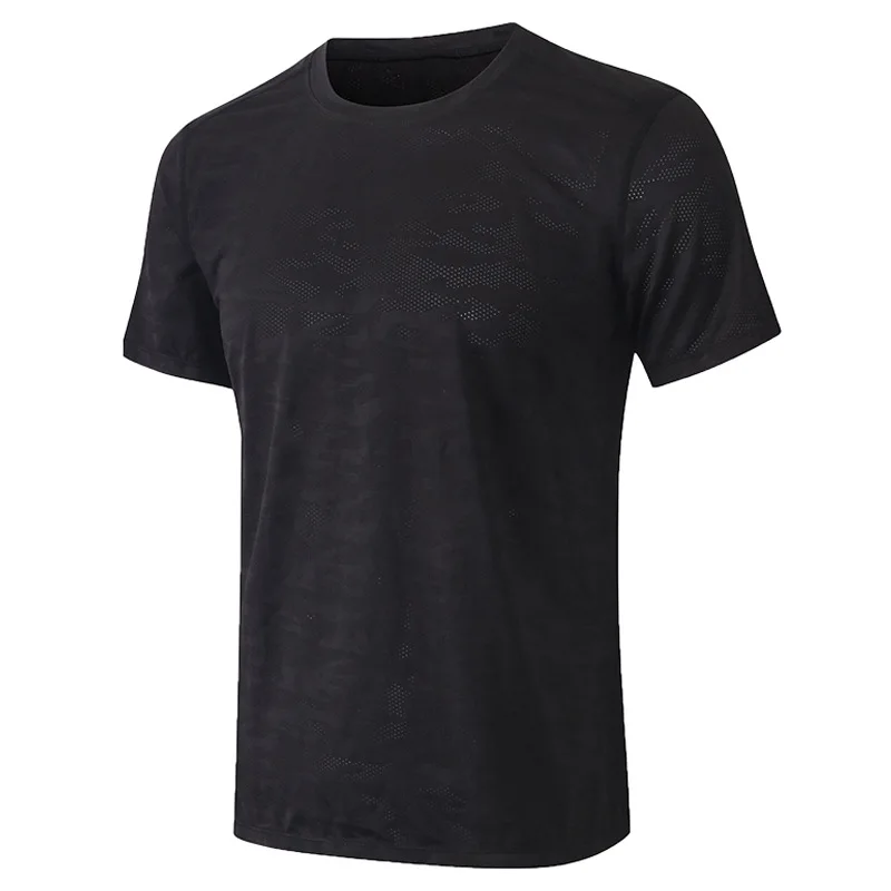 Men's sports short sleeve t-shirt men's loose casual camouflage sweat wicking fitness t-shirt