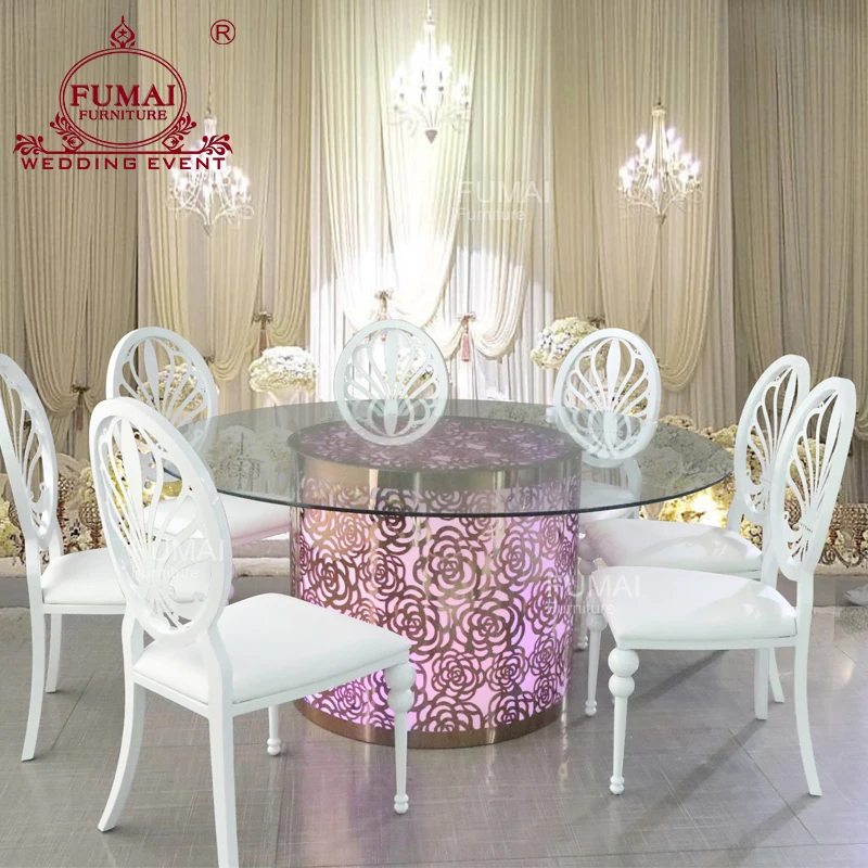 led glass dining table