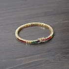 Jewelry BB115 Colorful 3mm*3mm Square Zircon Bracelet CZ Brass Chain Bling Bling Hip Hop Iced Out Jewelry