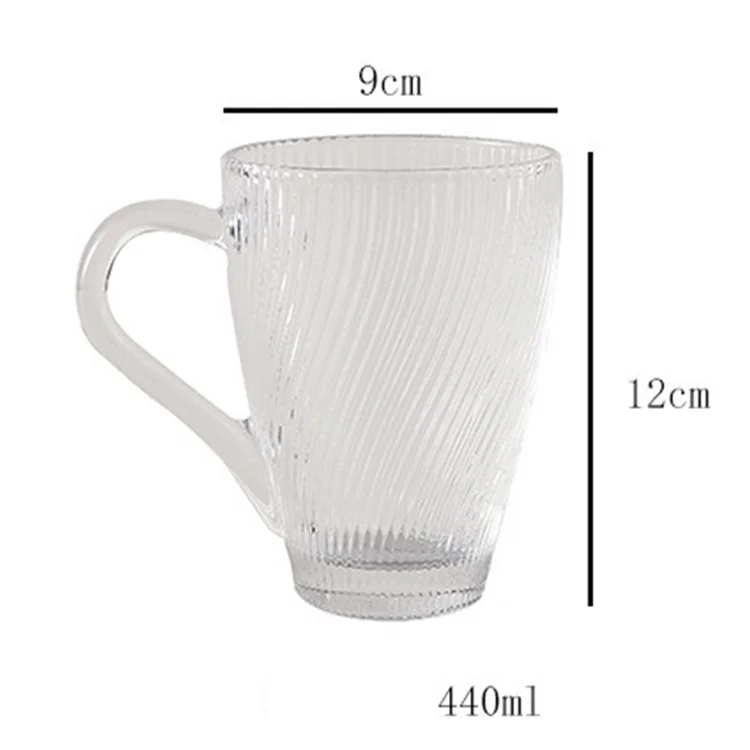 2024 new arrival design clear glass milk cup heat resisting pattern embossed pressed water mug cup