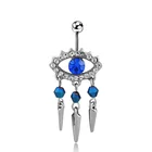 Piercing Personality Eye Rhinestones Long Tassel Simple Navel Ring Fashion Eye Piercing Jewelry Q01171