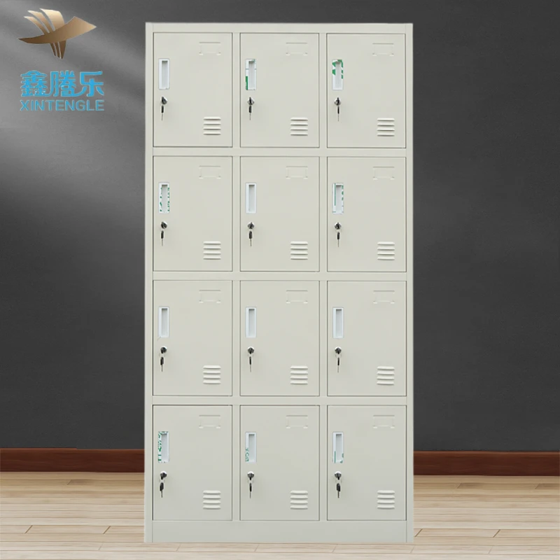 Factory compartments cabinet wardrobe door hot sale 12 doors steel metal gym iron locker cabinet