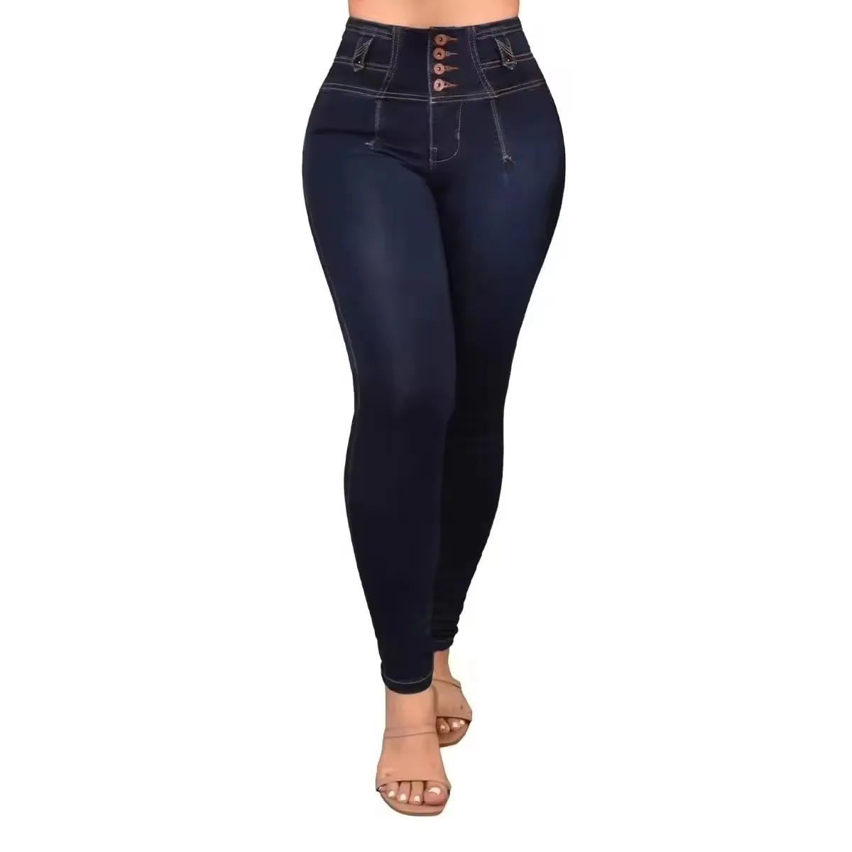 High waisted ladies slim jeans trousers,women plus size pencil denim ripped skinny jeans pant