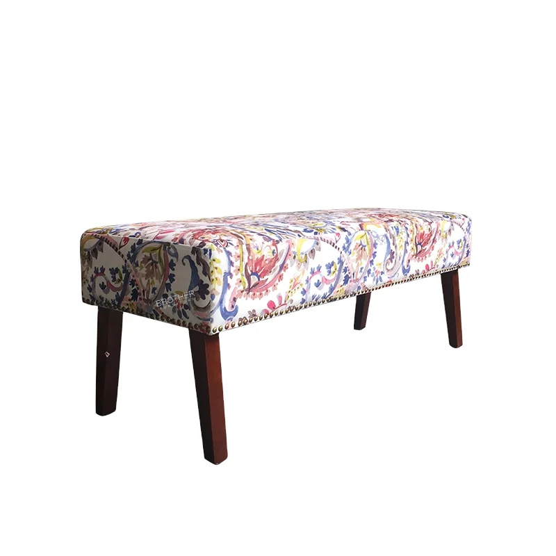 floral upholstered bench