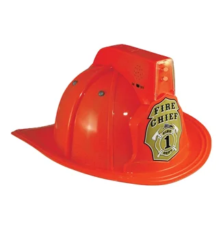 Fire Chief Fireman Firefighter Deluxe Boys Costume Helmet Hat with Light Siren Plastic hat