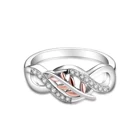 925 Sterling Silver Silver 925 Sterling Silver Cubic Zirconia Rose Gold Leaf Infinity Knot Ring