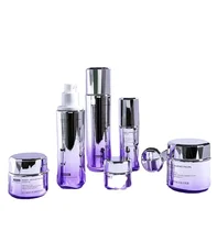 High-end luxury bright purple electroplated silver gradient 130ml120ml50g lined jar cosmetic glass set skin care product bottle